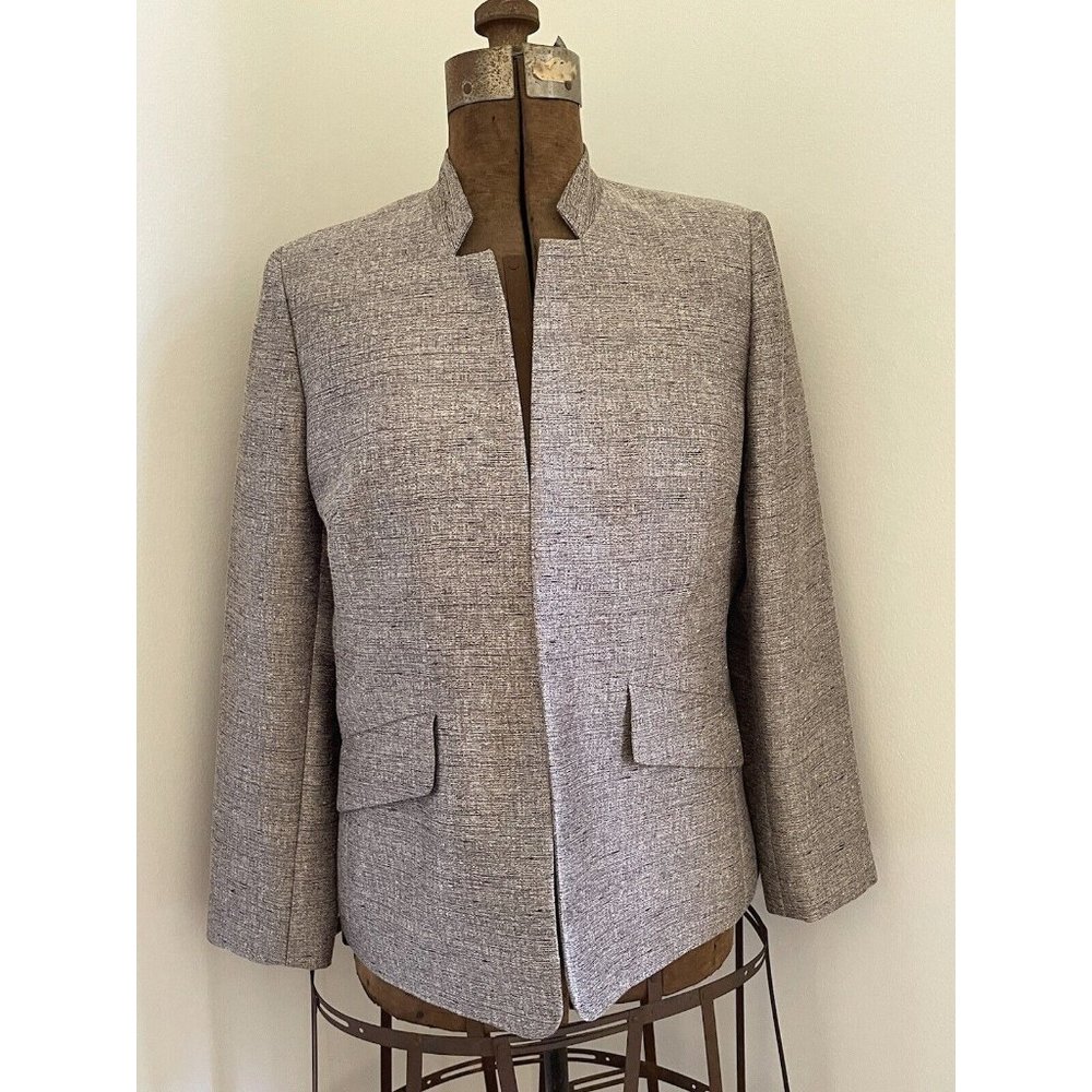 Women Kasper Gray Black Silver Classy Business Suit Jacket Blazer 14P Career